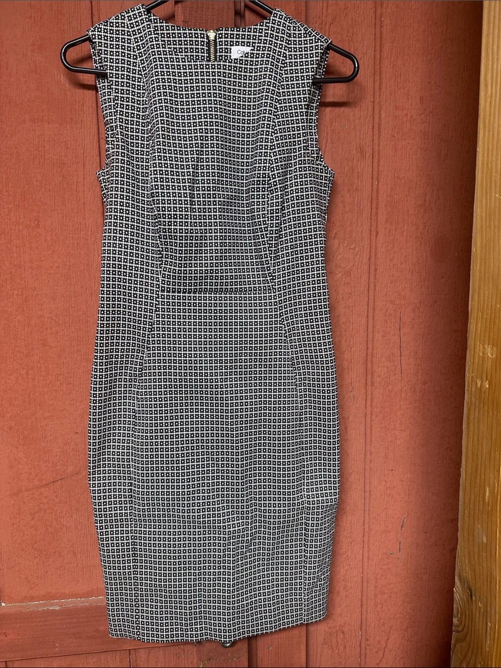 Calvin Klein Black & White Geo Print Midi Dress
